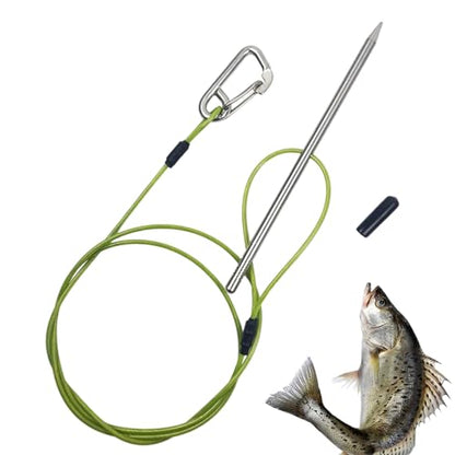 Fish Holder for Caught Fish - Heavy Duty Rope Clip, Metal Carabiner Chain, Secure Lock Stringer Tool | Durable Fishing Gear for Kayaking Diving Boating Lakes Rivers Ponds Streams Anglers Trips - color: Rope Length 80cm