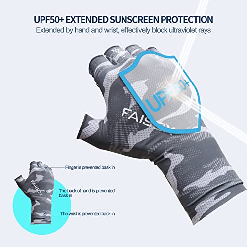 Fly Fishing Gloves Men Sun Sleeves Fingerless UPF Camo Quick-Drying UV Sun Protection for Kayak Rowing Adults Women - color: Black Camo, size: X-Large