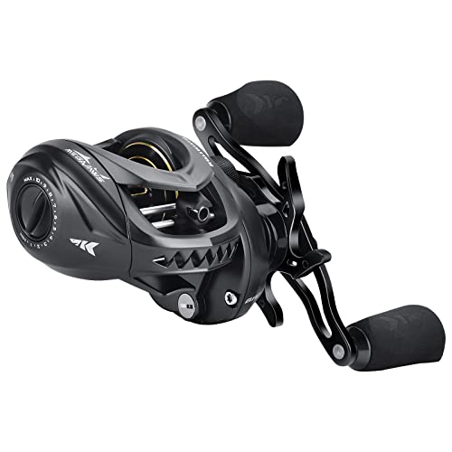 KastKing MegaJaws Elite Baitcasting Fishing Reel, New AutoMag Dual Braking System, Only 6.7oz, 17.64 LBs Carbon Fiber Drag, 11+1 Shielded BB, High Speed 5.4:1 to 9.1:1 Gear Ratios - size: Left - 7.2:1, style: Megajaws Elite
