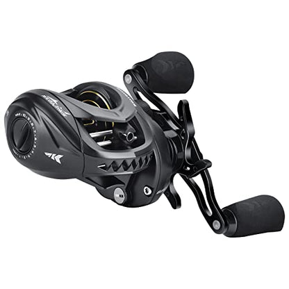 KastKing MegaJaws Elite Baitcasting Fishing Reel, New AutoMag Dual Braking System, Only 6.7oz, 17.64 LBs Carbon Fiber Drag, 11+1 Shielded BB, High Speed 5.4:1 to 9.1:1 Gear Ratios - size: Left - 7.2:1, style: Megajaws Elite