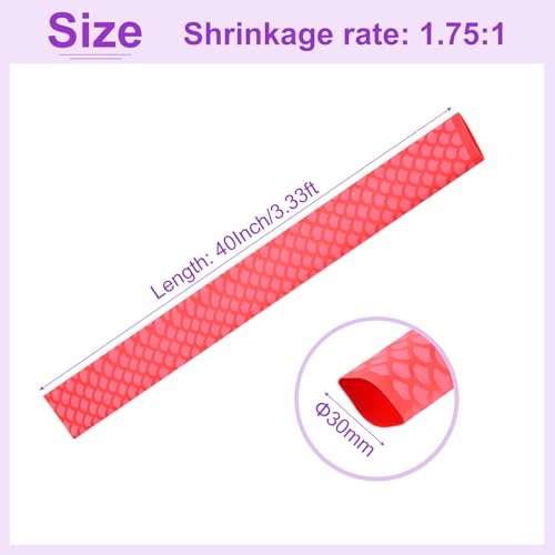 DMiotech Heat Shrink Sleeve Wrap Tubing x Tube Tubing for Fishing Rod Grips and Other Grips, Non Slip - Insulation - Waterproof 40'' Lengths, Dia 30mm Red Scales - color: Red Scales, size: Dia 30mm