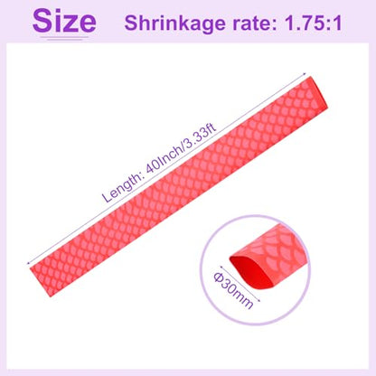 DMiotech Heat Shrink Sleeve Wrap Tubing x Tube Tubing for Fishing Rod Grips and Other Grips, Non Slip - Insulation - Waterproof 40'' Lengths, Dia 30mm Red Scales - color: Red Scales, size: Dia 30mm