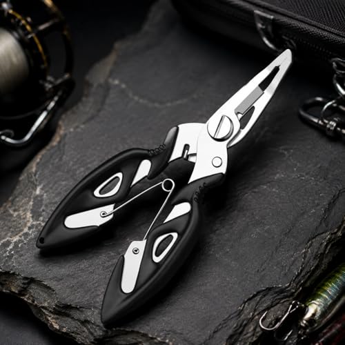 predolo Foldable Fishing Scissors, Stainless Steel Braided Line Cutter, Anti Rust Fishing Line Scissors for Tackle Box, Pocket Portable, Black multi-functional Lure Pl - style: Black multi-functional Lure Pl