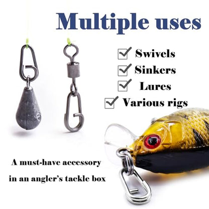 FishTrip Oval Split Rings, 50pcs Quick Change Clips for Fishing Lures | Stainless Steel, Corrosion Resistance, Fishing Power Speed Clips Snaps Fishing Swivels Tackle for Freshwater Saltwater - size: 2#_50pcs