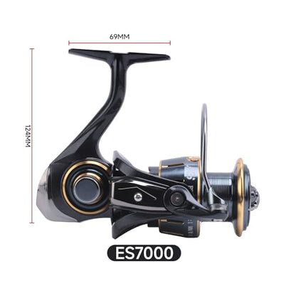 HAUT TON Dolphin Advance Edition Spinning Reel,5.2:1Gear Ratio,22LBS,5+1BB,Backlash Free Bearing,Sealed Drag System,Saltwater,Freshwater Fishing Reels - color: ES, size: 7000