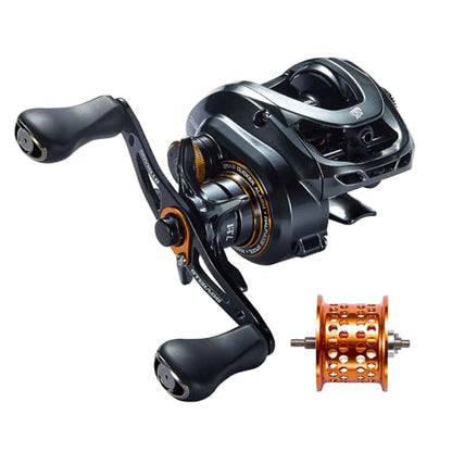GKA200 Baitcasting Fishing Reel - 7.1:1/8.1:1 High-Speed Gear Ratio, 20LB Carbon Drag, 30Levels Magnet Braking System, Low Profile Design with Dual spools for Freshwater/Saltwater Fishing - color: 7.1 Orange Right Hand Double Spools