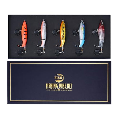 5PCS Glide Bait Fishing Lures Kit, 2026 Surprise Gift for Men & Teen Boys | Fishing Gear for Dad,Bass Fishing Lures Gift Set with Premium Gift Box, Hard & Soft Baits for Bass Trout Pike Salmon - style: 5d