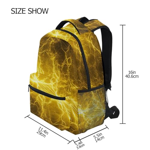 Pfrewn Kids Backpack for Boys Hot Yellow Lightning Electrical Backpacks Lightweight School Bag 17" - color: Cowgirl, size: 12x7.3x16.9in