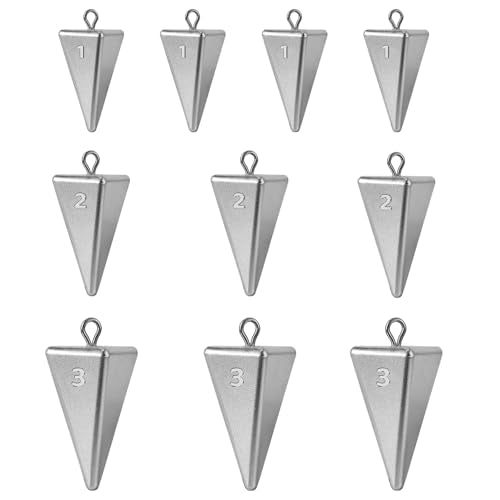 Pyramid Sinkers Fishing Weights Sinkers, Saltwater Fishing Weights Assortment Pyramid Weights for Surf Fishing - size: mixed-10pcs(1oz4pcs+2oz3pcs+3oz3pcs)