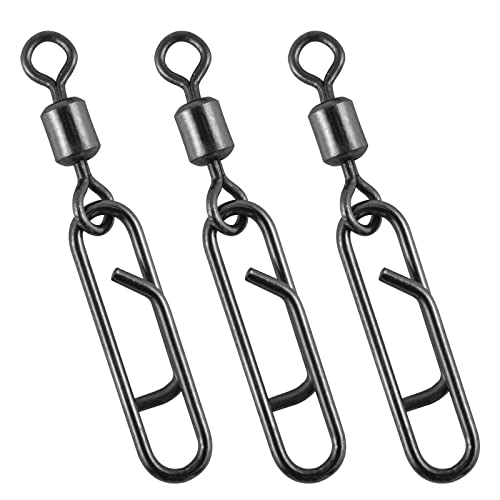 Dr.Fish Fishing Clips with Swivels, Speed Power Clips with Barrel Swivels Quick Change Lure Snap Swivels Fishing Tackle Leader Line Connector for Freshwater & Saltwater - size: #8(0.75")-42LB-50 Pack