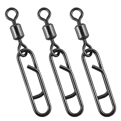 Dr.Fish Fishing Clips with Swivels, Speed Power Clips with Barrel Swivels Quick Change Lure Snap Swivels Fishing Tackle Leader Line Connector for Freshwater & Saltwater - size: #8(0.75")-42LB-50 Pack