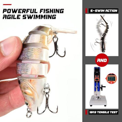 HADORAM Lure Slow Sinking Glide Bait with Fur Tail Lifelike Fishing Tackle for Trout Shad Bass Musky - color: 3.9in-3Pcs