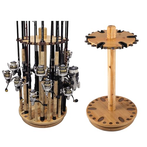 Rush Creek Creations Fishing Rod Holder - 360 Spinning Rack for Garage Organization and Storage, Pole Holder for Reels, Gear, Accessories, Tackle Box - color: Light Finish, style: 30 Spinning