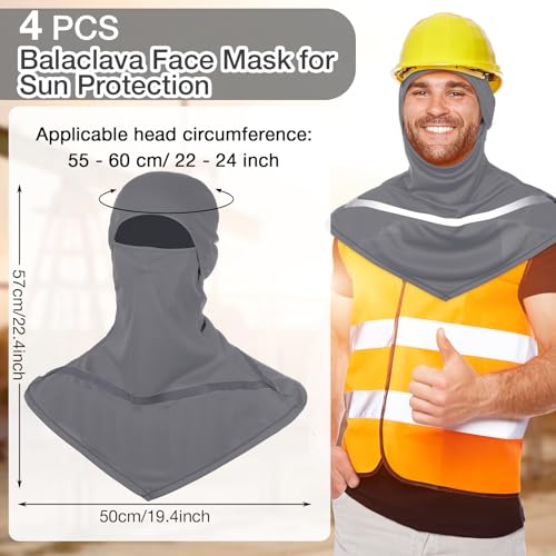 Seematn 4 Pcs Summer Balaclava Men Women Sun Face Mask for UV Protection Neck Covers with Reflective Strip Construction Work - color: Gray