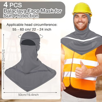 Seematn 4 Pcs Summer Balaclava Men Women Sun Face Mask for UV Protection Neck Covers with Reflective Strip Construction Work - color: Gray