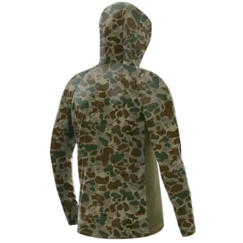 Palmyth Hunting Hoodie with Mask for Men Sun Protection Camo Fishing Shirts | UPF 50+, Mask Neck Gaiter, Quick Dry, 2 Zipper Pockets, Side Mesh Vent, Thumb Loops, Moisture Wicking, Stretchy, Breathable - color: Dotshade Antler, size: Medium