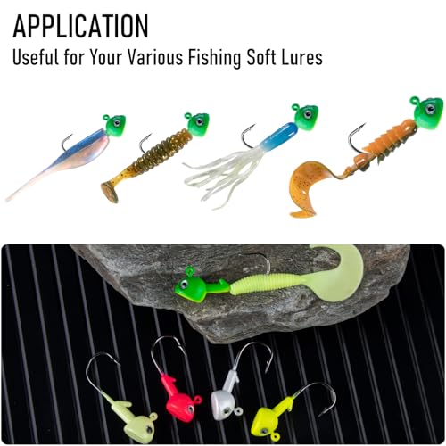 Dr.Fish 10 Pack Walleye Jig Heads Flat Bottom Freshwater Fishing Jigs Walleye Hook Stand Up Lures Swimbait Freshwater Bass - color: Chartreuse, size: 1/8oz-Hook #1