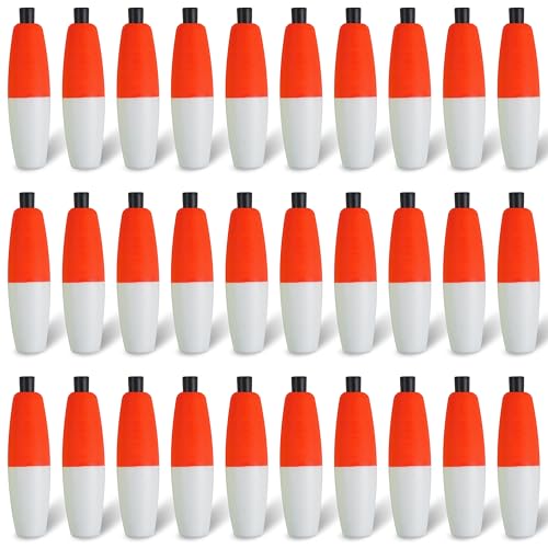 SILANON Peg Floats Fishing Bobbers,Foam Cigar Fishing Floats Bobbers Catfish Floats Slip Fishing Cork Bobbers with Pipe Plug for Catfish Santee Rig Freshwater Saltwater Fishing - size: 2 inch, style: Red-White-30pcs