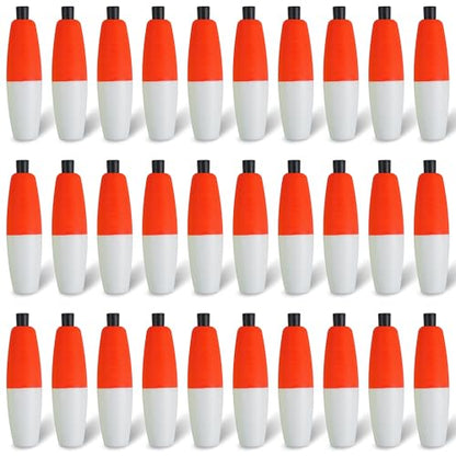 SILANON Peg Floats Fishing Bobbers,Foam Cigar Fishing Floats Bobbers Catfish Floats Slip Fishing Cork Bobbers with Pipe Plug for Catfish Santee Rig Freshwater Saltwater Fishing - size: 2.5 inch, style: Red-White-30pcs