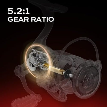 Handing M1 Elite Spinning Reels Fishing Reels Spinning 13.23 Lbs Max Drag Screw-in Handle Slow Oscillation System 5.2:1 Gear Ratio 9+1 Stainless BB Size 1000-4000 - size: Size 1000