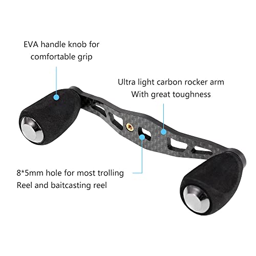 Lixada Carbon Fishing Reel Handle Carbon Baitcasting Trolling Reel Handle Left Right Ultralight Reels Handle Reels Crank - style: With Converter