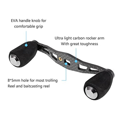 Lixada Carbon Fishing Reel Handle Carbon Baitcasting Trolling Reel Handle Left Right Ultralight Reels Handle Reels Crank - style: With Converter