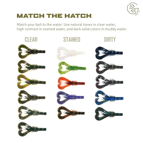 Googan Squad Krackin' Craw Soft Plastic Crawfish Bait for Bass Fishing – Patented V-Ridge Claws, Salt-Injected, Slaunch Sauce Scent (6pk) - color: Alabama Craw, size: 4"