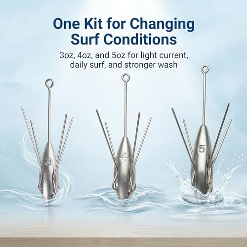 Sputnik Sinker Spider Sinkers 3/6‑Piece — Heavy‑Duty Long‑Tail Surf Fishing Weights for Strong Currents and Beach Casting, Lead Alloy Tackle Set - size: 3 Pack – 3oz to 5oz