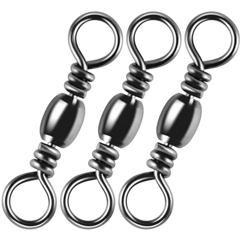 Alwonder 100-Pack Fishing Barrel Swivels, High Strength Stainless Solid Ring Brass Barrel Swivel with Black Nickel Coating, Rolling Fishing Swivels Tackle Line Connector Saltwater Freshwater - size: #12-30LB
