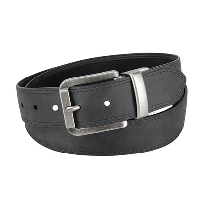 Columbia Men's 2-in-1 Reversible Casual Leather Belt – Versatile Everyday Style, Dual-sided Strap - color: Black/Black Canvas, size: Small (30-32)