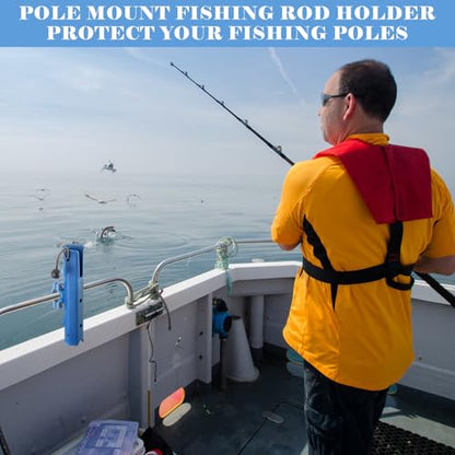 Seenelling Fishing Rod Holder for Bike Rack Pole Mount Rotatable Fishing Chair Pole Holders with Clamp for Boat Bicycle Motorcycle Kayak Cart - color: Blue