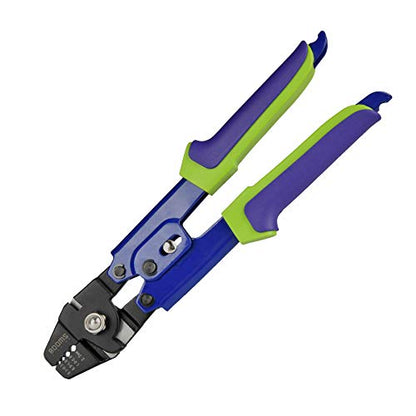 Booms Fishing CP1 Fishing Crimping Pliers, High Carbon Steel Fishing Plier Wire Rope Leader Crimping Tool, 10 inch Crimpers Swager with Ergonomic Handle - style: Blue Crimper Only