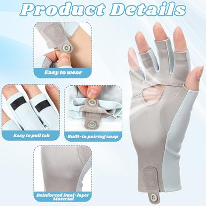 Jiuguva UPF50+ Fishing Gloves Fingerless UV Protection Gloves Palm Design Extended Cuff for Men Women Outdoor Fishing Hiking and Cycling