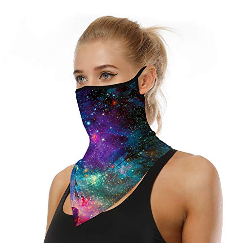 YAYOUREL Neck Gaiter Face Mask Bandanas for Men Women UV Face Scarf Cover Ear Loop Hole Facemask for Fishing Running Cycling - color: Red Green Blue
