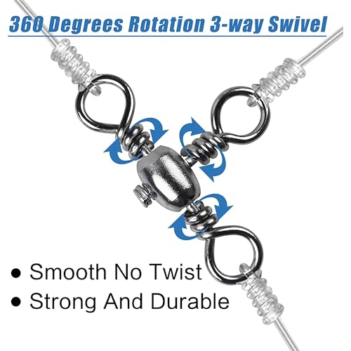 3 Way Swivels Fishing Tackle,60pcs Crossline T-Shape Three Way Barrel Swivels for Catfish Rig Surf Rigs Lure Tackle Connectors Saltwater Freshwater - size: 6#_60lb_60pcs