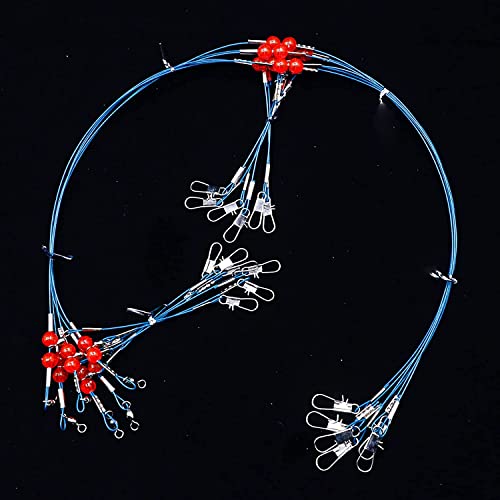 YOTO Fishing Leaders,Stainless Steel Tackle Rig with Tackle Lure Swivels Snaps, Saltwater rig Wire Leader Fishing Leader Wire Bottom rigs for Saltwater - color: Blue Fishing Leaders, style: 1arm-12pcs