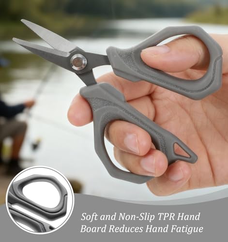 Fishing Scissors for Braided Line, 4" Retractable Braided Fishing Line Cutter Non-Slip Grip Braid Scissors with 27" Retractable Reel Carabiner Design for Easy Carrying Ideal for Saltwater & Freshwater