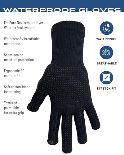 FROGG TOGGS Unisex Waterproof Gloves - color: Black, size: Small-Medium