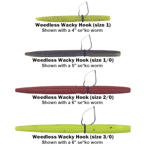 Weedless Wacky Rig Hooks Bass Fishing Hooks for Wacky Rigging Worm Lure - size: 2/0 25-Pack