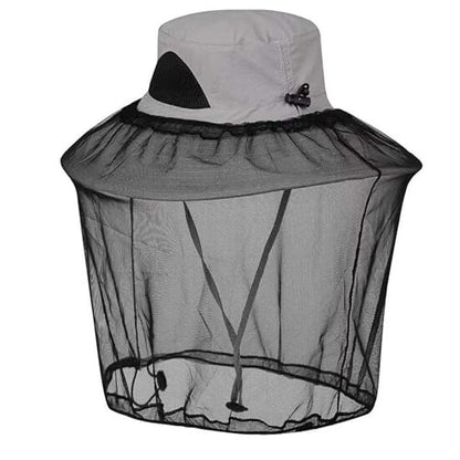 Mosquito Fishing Safari Mesh Net Hat with Neck Flap, Sun Protection Women Men Bug Cap, Hidden Netting Boonie - color: Light Gray Black