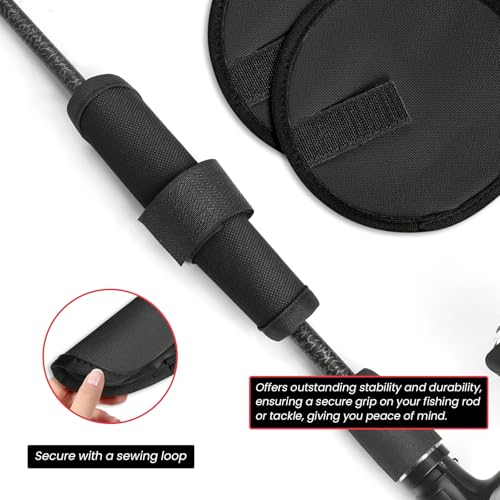 8 Pieces 5.9''/15 CM Fishing Hook Covers Shield, Fishing Lure Covers Protector, Lure Wraps Guard with Touch Fastener for Fisherman Rod Bait Pole Reel Storage Sleeve - color: Black