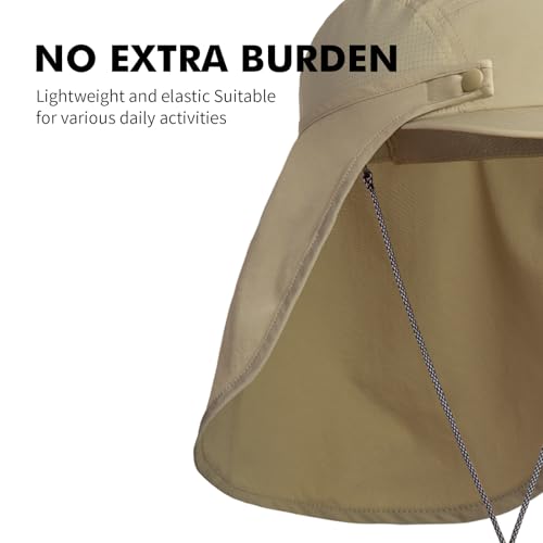 AONIJIE Sun Hat with Removable Neck Flap for Men & Women - Breathable Mesh Fishing Hat, Lightweight Hiking Sun Cap - color: Khaki