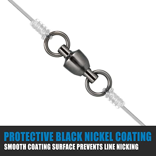 Dr.Fish 50 Pack Ball Bearing Fishing Swivels, Swivels Fishing Tackle Saltwater, Freshwater Stainless Heavy Duty Lure Leader Line Connector #7 - size: #7-320LB(1.23")