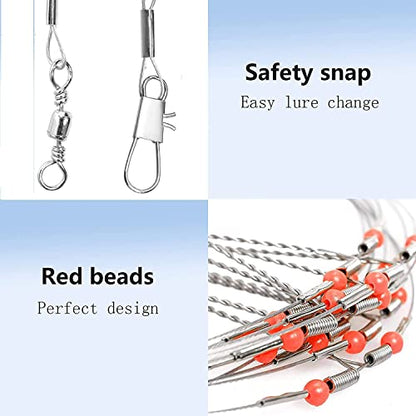 YOTO Fishing Tackle Leaders,Hi-Low Rig,Double Arms Saltwater Stainless Steel Leader with Swivels,High-Strength Fish Wire Gear Equipment, Fishing Gift - color: A2-17.7" 70lb-24pcs