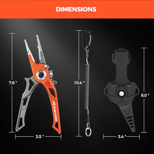KastKing AlumaStream 7.5" Aluminum Fishing Pliers, Hook Remover, Split Ring Pliers, Fishing Gear, Fishing Gifts for Men, Corrosion-Resistant Saltwater & Freshwater Pliers, 17-4 Stainless Steel Jaws - size: A：7.5" Aluminum Plier