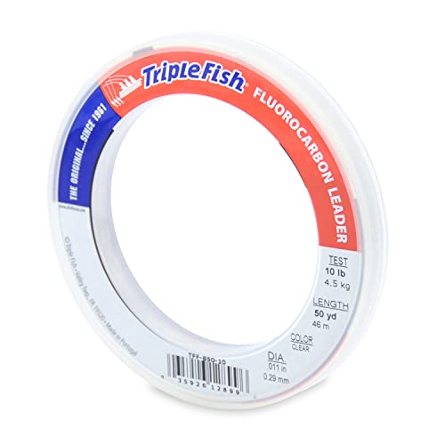 Triple Fish 100% Fluorocarbon Fishing Leader - Clear Invisible Strong and Heavy Duty Highly Abrasion Resistant, Fast Sinking Freshwater & Saltwater - style: 10 Lb, 50 Yd Bracelet