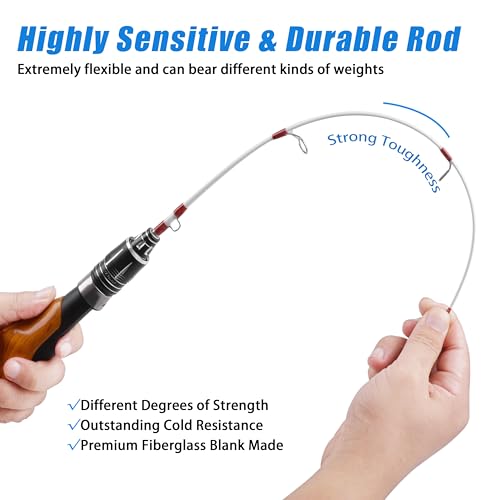 Ice Fishing Rod Lightweight Ice Fishing Gear Portable Spinning Rod 23" Ice Fishing Pole Winter for Trout Walleye Perch Panfish Crappie - style: Ice Fishing Rod