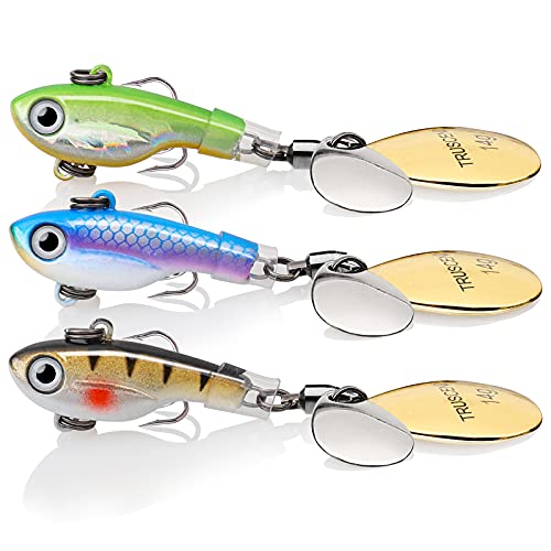 TRUSCEND Swim or Jig Fishing Spinner Baits for Freshwater and Saltwater, Rooster Tail Fishing Lures for Trout Bass Walleye Crappie Salmon Pike, Blade Bait with Copper Blade - color: B-2.6"-1/2oz