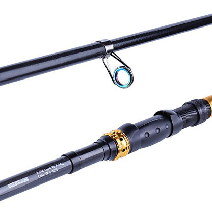 Sougayilang Telescopic Fishing Rod – 24 Ton Carbon Fiber Ultralight, Portable Retractable Handle, CNC Reel Seat, Stainless Steel Guides for Bass, Trout, Salmon, Panfish - color: 1.8m/5.9ft