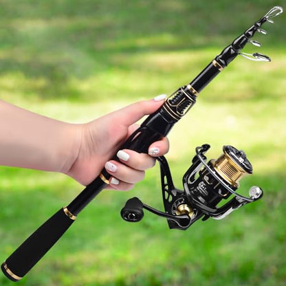 Fishing Rod and Reel Combo - Carbon Fiber Telescopic Fishing Pole with 2000 Spinning Reel Combos - Sea Saltwater Freshwater Ice Bass Fishing Tackle Set Fishing Rods Kit Fishing Poles and Reels Combo - color: Full Kit with Carrier Case, size: 7.9 ft